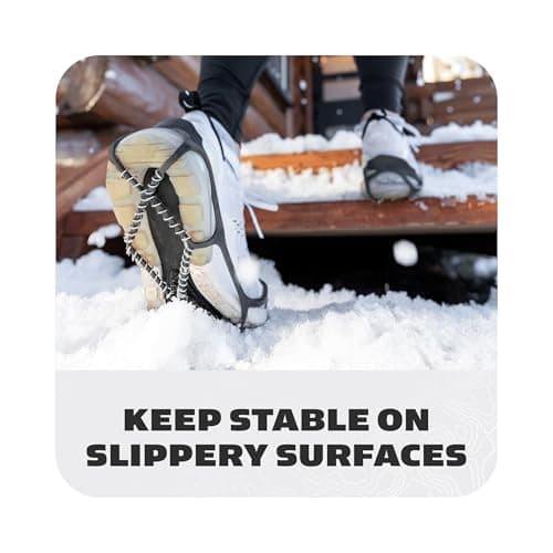 Yaktrax Walk Traction Cleats - 360-Degree Grip on Snow, Ice, & Multi-terrain Surfaces - Elastic Outer Band w/ Easy-On/Off Heel Tab & 1.2mm Zinc-coated Steel Coils - Abrasion & Rust Resistant - Unisex