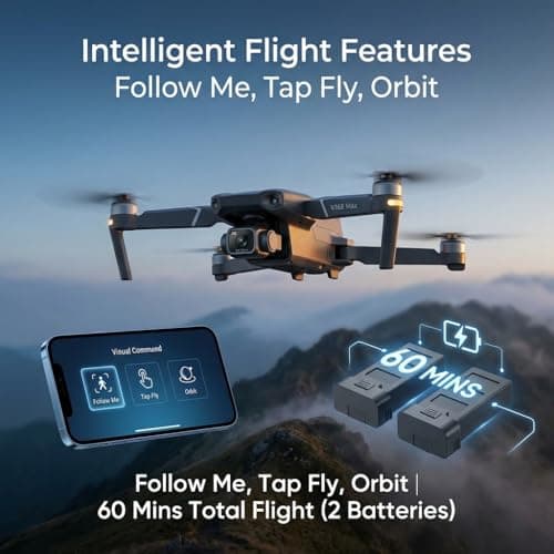 V168 Pro MAX GPS Drones with Camera for Adults 4K, RC Drone with 4.5" HD Screen on Controller, 60 Mins Flight, Long Range Transmission, 360° Obstacle Avoidance, Follow Me, Auto Return, Brushless Motor, QuickShots, Lightweight and Foldable Quadcopter for Beginner Toy Gifts