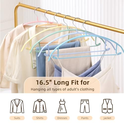 MOPALL Clothes Hangers 28 Pack, Non Slip PVC Coating Metal Sweater Hanger No Shoulder Bump, 16.5 inch Wide Heavy Duty Durable Adult Coat Hanging for Closet, Suit, Dress, Jacket, Pant, Shirt