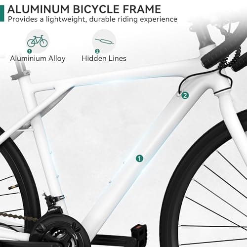 YITAHOME 700C Road Bike, 21 Speed Commuter Bicycle for Men Women, Lightweight Aluminum Frame Racing Bike, Adult Bicycle with Dual Disc Brake