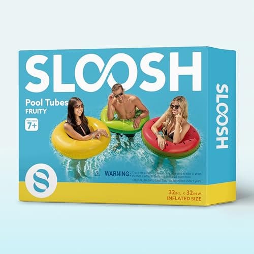 JOYIN Inflatable Swim Tube Raft (3 pack) with Summer Fruits Painting, Pool Toys for Swimming Pool Party Decorations