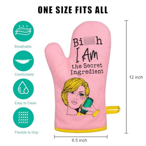 Miracu Oven Mitt, Funny Kitchen Cooking Oven Mitts, Pink Kitchen Accessories, Cute Baker Stuff, Baking Gifts for Women Mom, House Warming Gifts New Home Apartment, for Christmas Birthday Housewarming