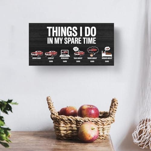 Things I Do In My Spare Time,Hanging Guy Car Enthusiast Wooden Signs, Office Wall Decor, Funny Humorous Home Decor Signs Suitable For Gifts To Colleagues And Friends 12 x 6 inch B0FT2J18CB