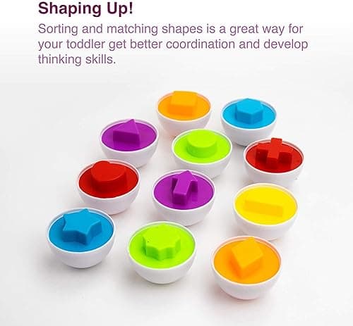 VUIYA Toddler Toys - Color Matching Egg Set - Educational Color, Shapes and Sorting Recognition Skills - Puzzle for Kid Baby Boy Girl, Easter Basket Gift (6 Eggs) B08RRM7V1P