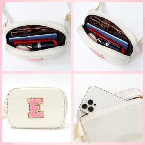 YOOLIFE Birthday Gifts for 3 4 5 6 7 8 9 10 11 12 13 Year Old Girls, Initial Fanny Pack for Girls Crossbody Bag Belt Bag Purse, Beige L