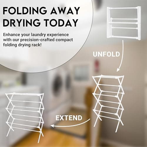 ZOES HOMEWARE 2026 Enhanced Clothes Drying Rack | Foldable Drying Rack Clothing for Laundry | Small Collapsible Portable Dryers for Laundry | Use for Indoor & Outdoor | White 37.5"x29"x12"
