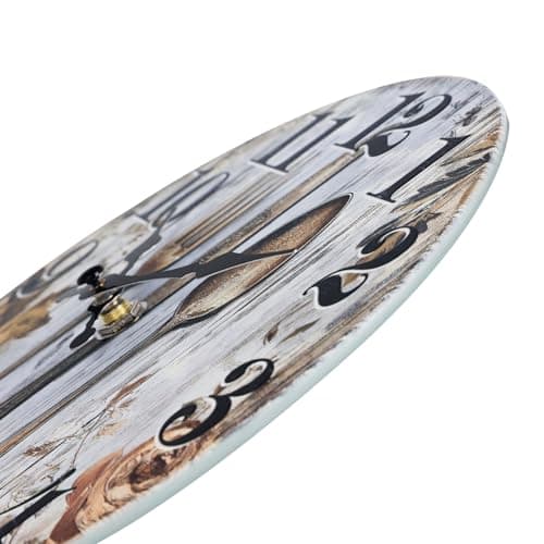 Keepcross Kitchen Wall Clock Fork & Spoon Cutlery Theme Rustic Modern Farmhouse Decor Glass Clock for Kitchen, Dining Room - 8 Inch, Battery Operated