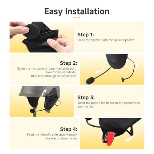 Moman HEB Half Helmet Speaker Pockets, Ear Pads for Motorcycle Helmet Headset Motorbike Headphone Helmet with Narrow or Wide Straps Blocks Wind Noise & Cold
