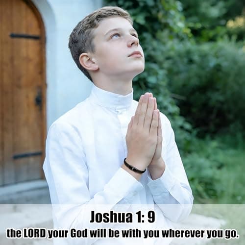 Birthday Philippians Confirmation Baptism Gifts for 9 10 11 13 16 18 21 Years Old Boy, Soccer Baseball Basketball Accessories PEALICIOUS Cross Bracelet for Boys, Joshua Birthday Son Gifts for Teens B0GJ54CQ6W