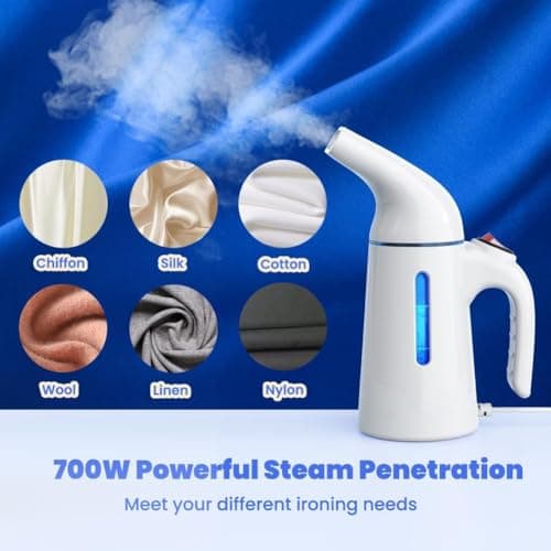 Blesgam Steamer for Clothes 700W, Fast Heat-up in 40S, 120ML Water Tank, 25g/min Strong Penetrating Steam, Portable Clothes Steamer Iron for Travel and Home(GY169)