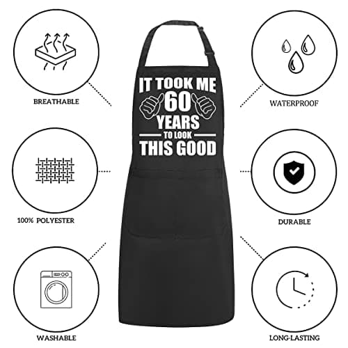 60th birthday gifts for women Men, Funny Chef Aprons with Pockets for 60 year old birthday gift