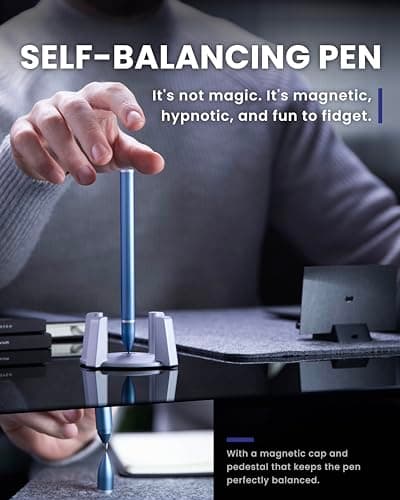 Vertically Standing Executive Ballpoint Pen with Top Grade Free-Flowing Ink Refill, Metal Made, Unique Gifts, Men Gifts Ideas novium Hoverpen - Luxury Pen for Men & Women, Midnight Blue B08VHS748C