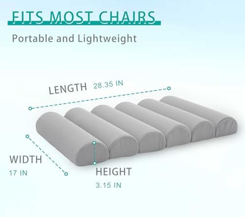 Ergonomic Lumbar Support Pillow for High Back Office Chair - Adjustable 6 Semicircular Back Cushion with Breathable Mesh Cover,Spine Support for Desk/Gaming Chairs, Neck/Upper/Lower Back Pain Relief