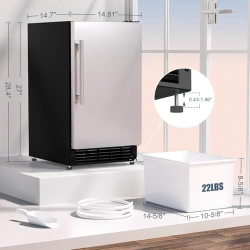 COTLIN Drainless Ice Maker 15" W with 22LBS Storage Bin, Free-Standing Under Counter Ice Maker Cabinet Ready, Crescent Ice for Home, No Drain Required, ETL Approved, 2026 Upgraded