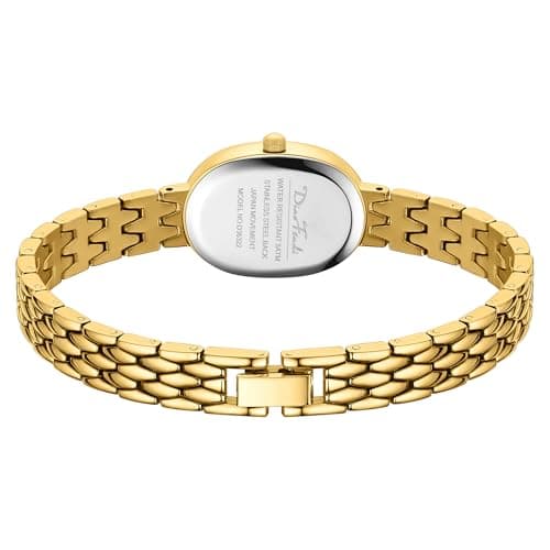 Diaofendi Petite Vintage Oval Gold Women’s Watch, Waterproof Elegant Watch with Japanese Quartz Movement, Adjustable Strap with Tool