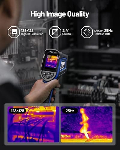 TOPDON TC004 Mini Thermal Imaging Camera, 240 x 240 TISR Resolution, 15-Hour Battery Life, 128 x 128 IR Resolution, 25Hz Handheld Infrared Camera with High/Low Temp Alerts, Auto Shutdown- Blue