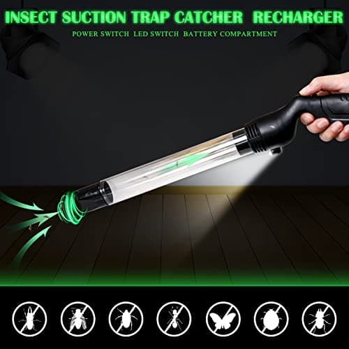 Qualirey 1 Pack Bug Vacuum for Adults Bug Vacuum Catcher Insect and Spider Traps Sucker Battery Powered Grabber with LED Light Stink Ant Moth Cockroach Small Bedbug