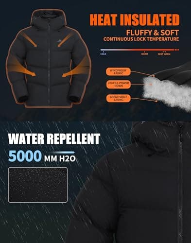 Pioneer Camp Men's Down Jacket 700 Fill Winter Insulated Puffer Jackets Water-repellent Warm Puffy Coat with Hood