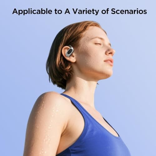 Open Ear Wireless Headphones Air Conduction Earbuds with Mic 42H Playtime Clear Calls LED Digital Display Over Earphones Lightweight Waterproof Secure Earhooks for PC Sports Running Game Business Work