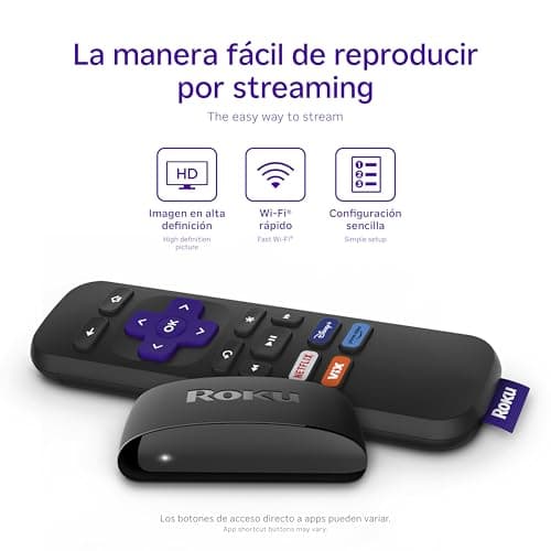 Roku Express Dispositivo de Streaming HD para TV (Spanish Edition) - Con VIX Premium, Control remoto con botones de acceso rápido I Roku Express HD Streaming Device for TV, with VIX Premium Offer