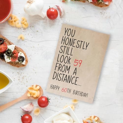 Funny 60 Year Old Birthday Card, Humorous 60th Birthday Card for Dad Mom Husband Wife Grandpa Grandma Friend, Ideal Born In 1965 Card for Him Her