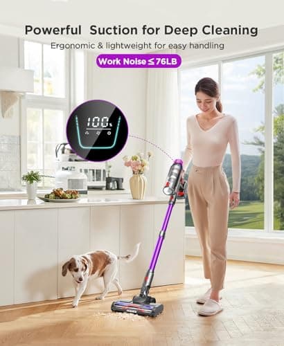 Cuzmok Cordless Stick Vacuum Cleaner - 550W Powerful Cordless Vacuum with HEPA Filter, Up to 50min Runtime & Tangle-Free Lightweight & Detachable Battery for Pet Hair Carpet Hardwood Floor Cleaning
