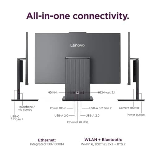 Lenovo IdeaCentre All-in-One Desktop Computer, 24" FHD Display, 6-core AMD Ryzen 5 7535HS, 32GB DDR5, 1TB SSD, Wi-Fi 6, HDMI in&Out, Wireless KB&Mouse, Windows 11 Home