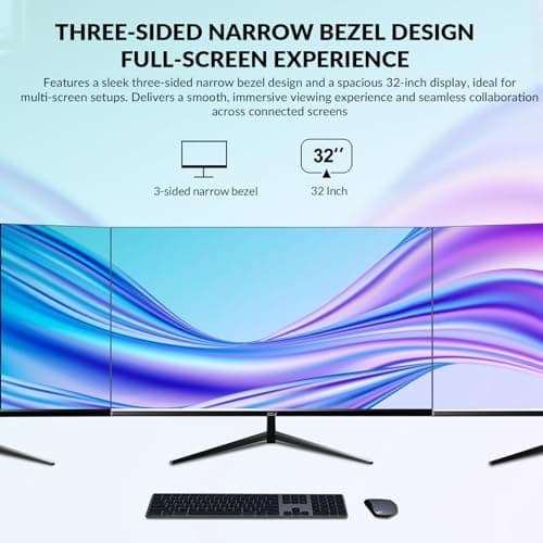 32 Inch 4K UHD Monitor (3840x2160), IPS,60Hz Refresh Rate, 120% sRGB, AMD FreeSync, 178° Viewing Angle, HDMI/DisplayPort, VESA 100x100mm Mount Compatible, Tilt Adjustable - Black