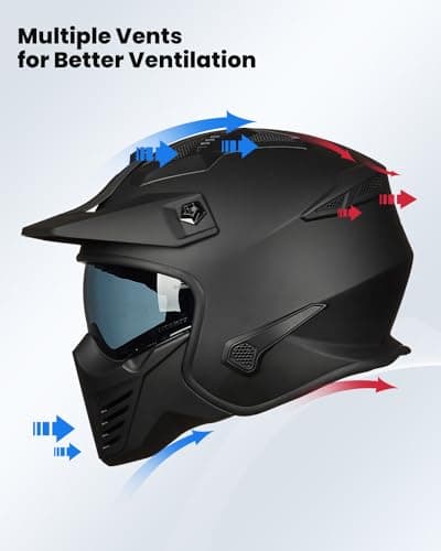 ILM Open Face Motorcycle 3/4 Half Helmet for Dirt Bike Moped ATV UTV Motocross Electric Cruiser Scooter DOT Model 726X(Matte Black,L)