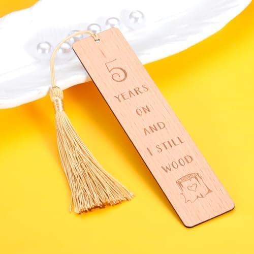 Wooden Bookmark 5 Year Anniversary Wood Gift for Him Her, 5th Anniversary Wooden Gifts for Wife Husband, 5 Year Marriage Gifts Anniversary for Couple, Fifth Anniversary Valentines Gifts for Women Men
