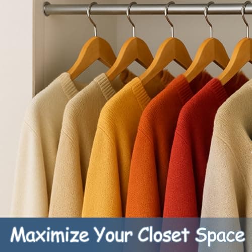 King Mills 19 Inch Plus Size Hangers, Extra Wide Hangers for Plus Size Clothes, Ganchos para Colgar Ropa, Ideal for XL, XXL Shirts, Coats, Dresses, Etc. Wood. Natural 20pk