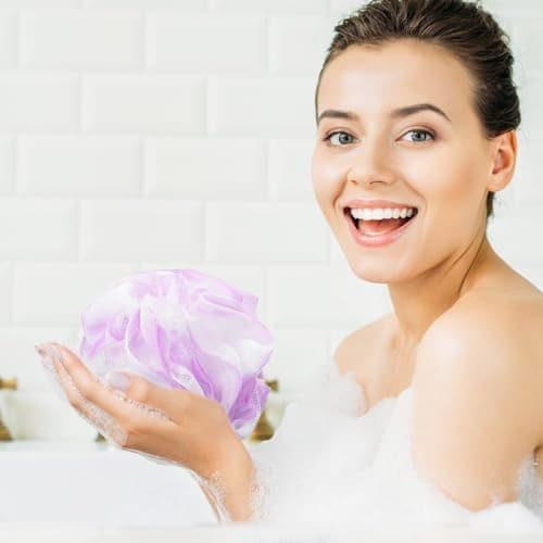 Tbestmax 4 Pack Bath Sponge Pouf Shower Loofah Body Scrubber Exfoliator, 60g/Piece - 4 Colors