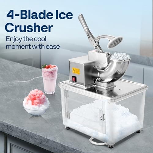 VIVOHOME Commercial Ice Crusher Shaver with Four Blades, Electric Snow Cone Maker Machine, 350W Shaved Ice Machine with Safety Switch for Both Home and Commercial Use, 660lbs/hr