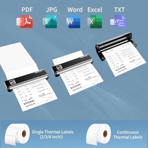 Rongta Portable Printer Wireless for Travel, F82 Inkless Bluetooth Thermal Printers, Compatible with iOS, Android, Laptop, Support 8.5"x11" US Letter&A4 for Office, Home, Car (Black)