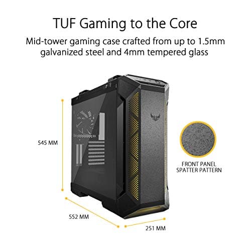 ASUS TUF Gaming GT501 Mid-Tower PC Case for up to EATX Motherboards with USB 3.0 Front Panel, Smoked Tempered Glass, Steel Construction, and Four Case Fans