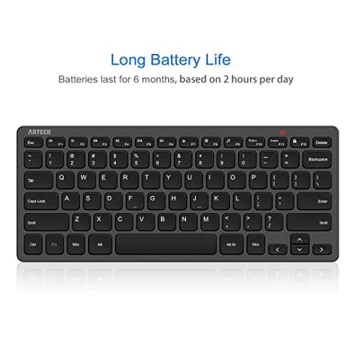 Arteck 2.4G Wireless Keyboard Ultra Slim and Compact Keyboard with Media Hotkeys for Computer Desktop PC Laptop Surface Smart TV and Windows 11/10/8/7, Black