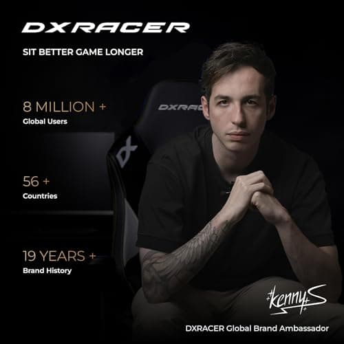 DXRacer Tank XXL Ergonomic Video Gaming Chair for Adults, Office Reclining Computer Chair with Magnetic Head Pillow and Lumbar Support, Racing Style Height Adjustable (Woven Fabric, Black)