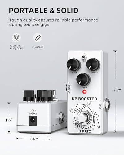 LEKATO Boost Guitar Pedal, 2-Mode Clean and TS Booster, Mini Boost Pedal for Electric Guitar, Truebypass, DC 9V