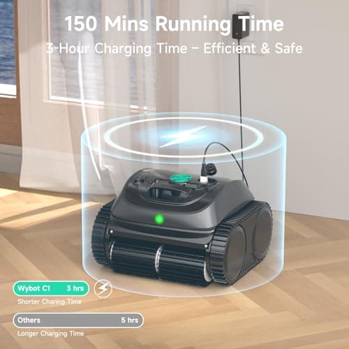 (2026 Upgrade) WYBOT C1 Cordless Robotic Pool Vacuum for Inground Pools, Above Ground Pool Cleaner 4-in-1 Wall & Waterline Cleaning Up to 1,614sq.ft, 150mins Smart Navigation, App Support