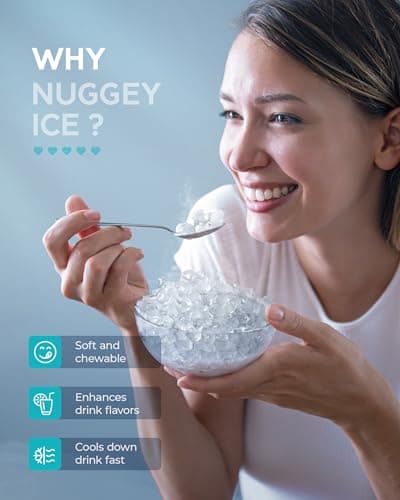EUHOMY Under Counter Nugget Ice Maker Machine, 66Lbs/Day, Bulit-in Freestanding Ice Maker with Gravity Drainage, Self-Cleaning & 24H Timer Ice Machine, for Home Use(Silver)