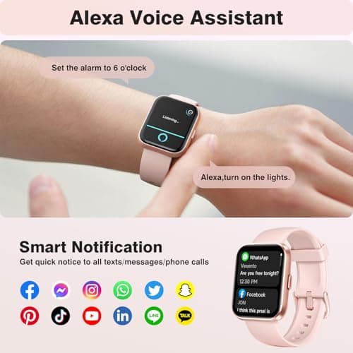 Fitpolo Fitpolo Smart Watches for Women Android iPhone, 1.8'' Women Smartwatch with Alexa Built-in, Bluetooth Calls, IP68 Waterproof, 7 Days Battery, Heart Rate/Sleep/SpO2 Monitor, 110 Sports Mode