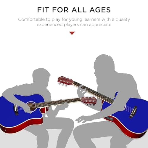Best Choice Products Beginner Acoustic Electric Guitar Starter Set w/ 41in, All Wood Cutaway Design, Gig Bag, Strap, Picks - Dark Blue
