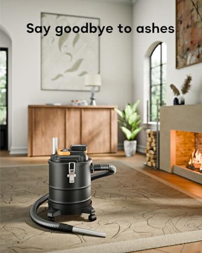 DeForce Cordless Ash Vacuum, for DeWalt 20V Max Battery, 4-Gallon Portable Vacuum Cleaner, Black, with Hose Nozzles HEPA Filters Wheels, for Pellet Wood Stove BBQ Grill (Bare Tool ONLY)