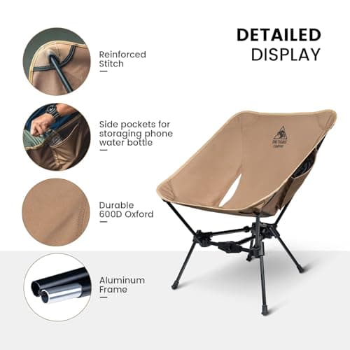 ONETIGRIS Tigerblade Camping Chair, Lightweight Folding Backpacking Hiking Chair, Compact Portable 330 lbs Capacity