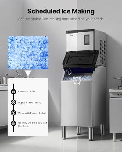 VEVOR Commercial Ice Maker Machine, 360LBS/24H Ice-Making Machine with 250LBS Large Storage Bin, Auto Self-Cleaning Ice Maker with Touchscreen for Bar Cafe Restaurant Business Commercial