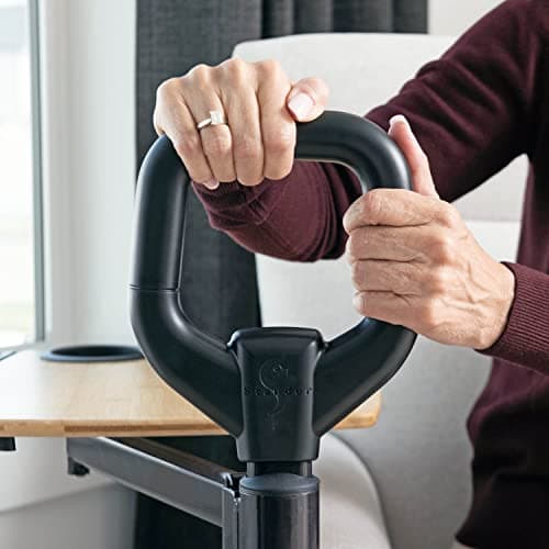 Able Life Tray Table, Adjustable Bamboo TV and Laptop Desk with Ergonomic Stand Assist Safety Handle, Independent Living Aid