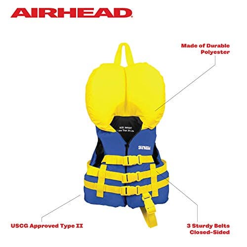 Airhead General Purpose Life Jacket for Adults & Kids - US Coast Guard Approved Life Vest for Men, Women, Youth, Child & Infant, Boating Safety PFD for Fishing & Swimming