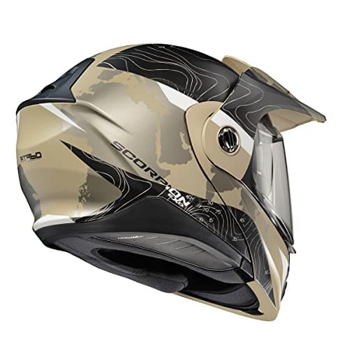 ScorpionEXO AT960 Modular Adventure Street Motorcycle Helmet with Bluetooth Ready Speaker Pockets DOT ECE Approved Topographic (Sand Large)