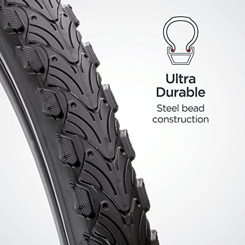 Schwinn Replacement Bike Tire, 26" x 2.0" Hybrid Bike Tire, Wider Tread Knob Spacing, Combination Tread, Fits Internal Rim Widths 19mm to 29mm, PSI Range 40 to 65