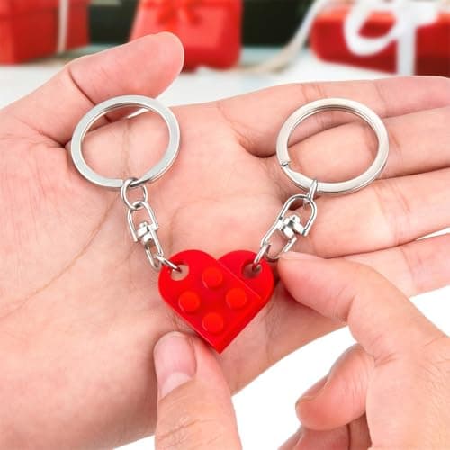 Couples Matching Stuff Gifts - Red Heart Keychain, Matching Couple Heart Keychains Decorations Christmas Valentines Day Gifts for Boyfriend Girlfriend